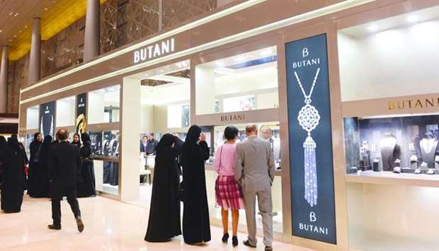 Visitors crowd inside and outside the Butani Jewellery stall at the Doha Jewellery and Watches Exhibition. PICTURE: Shaji Kayamkulam.