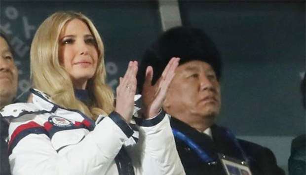 Ivanka Trump and Kim Yong Chol attend the closing ceremony on Sunday.