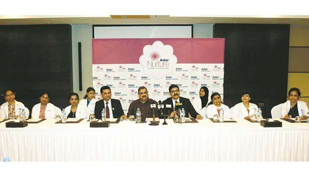 Aster officials and doctors launch the Nurture programme in Qatar yesterday.