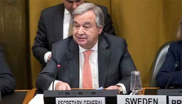 United Nations Secretary General Antonio Guterres addresses the Conference on Disarmament in Geneva on Monday.