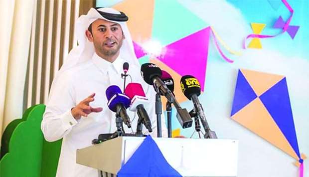 Mohamed Khalifa al-Suwaidi announcing details of the Aspire International Kite Festival 2018 on Tuesday.