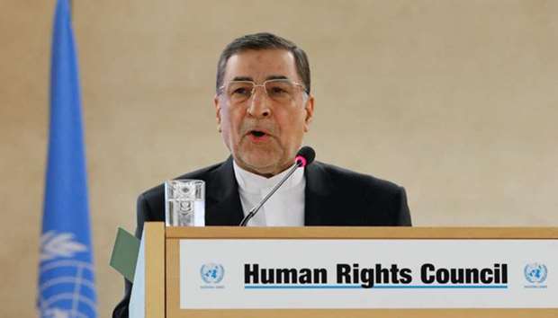 Alireza Avaei, Minister of Justice of Iran attends the Human Rights Council at the United Nations in Geneva, Switzerland, yesterday.