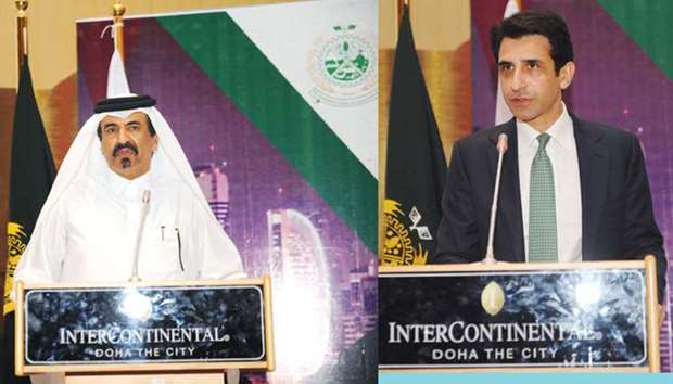 Qatar Chamber vice-chairman Mohamed bin Towar al-Kuwari and Pakistan ambassador Shahzad Ahmad speaking at the event. PICTURES: Jayan Orma