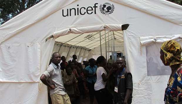 A UNICEF child friendly space at the Bossangoa catholic mission, Central African Republic.