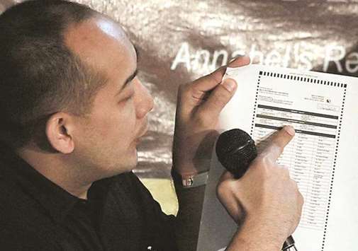 Vic Rodriguez holds a copy of a ballot that his camp believes was tampered.