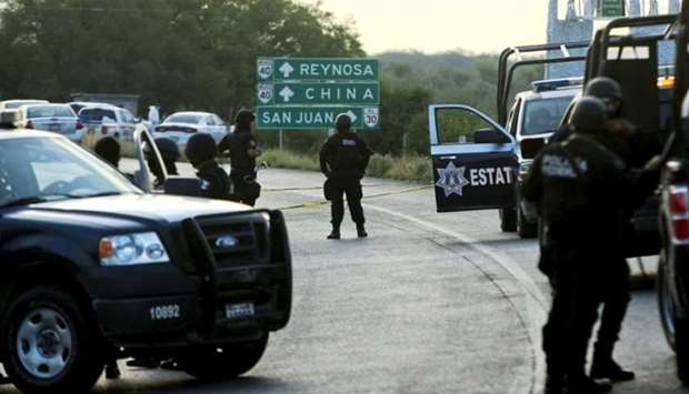 A police roadblock outside Reynosa
