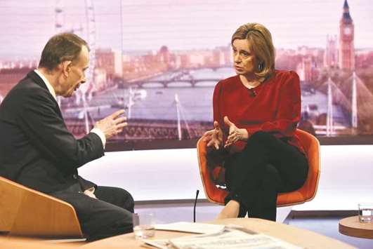 Home Secretary Amber Rudd appears on the BBCu2019s Andrew Marr Show yesterday.