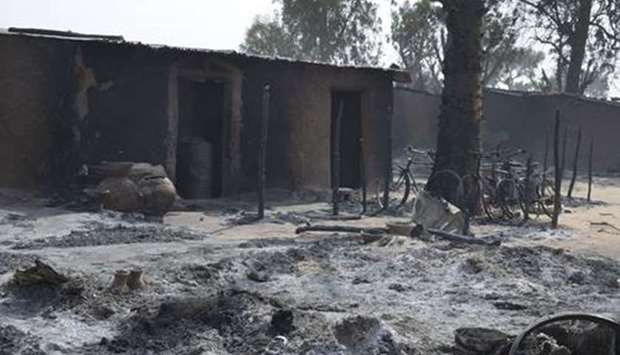 Scene from a burned out village after Boko Haram attack.  Picture courtesy: SaharaReporters Media