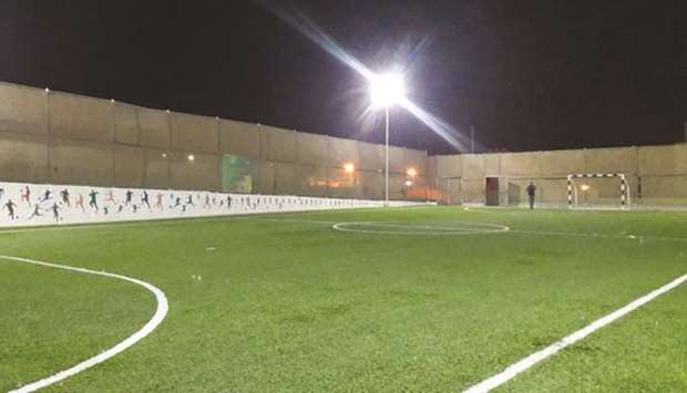 Generation Amazingu2019s football pitch in Jordan lit up by solar panel powered lighting.