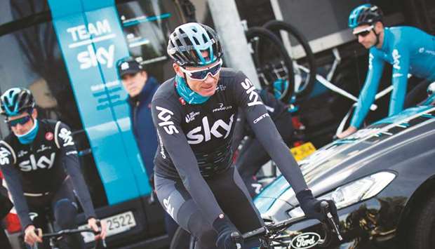 British cyclist Chris Froome of Sky Team heading to a training session in Port de Alcudia on the Spanish island of Mallorca on December 14, 2017. (AFP)