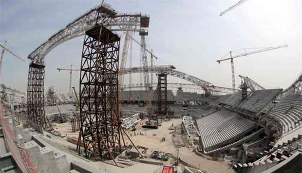 Construction work is progressing at the Al Wakrah Stadium, a World Cup venue designed by celebrated Iraqi-British architect Zaha Hadid.
