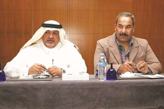 Qatar School Sports Association secretary-general Ali Ahmed al-Hitmi (left) and Medhat Hassan Mousa, Public Relations and Media officer, at a press conference to announce the 24th ISF World Schools Handball Championships.