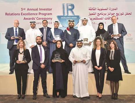 Al-Mansoori with the winners of the third annual Investor Relations award.