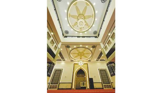 An interior view of a new mosque in Qatar.