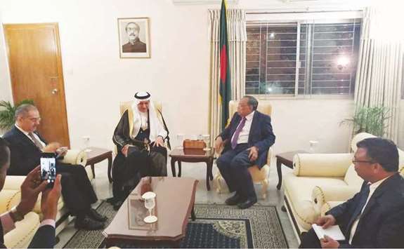 The Secretary General of the Organization of Islamic Cooperation, Dr Yousef Al-Othaimeen, meets Foreign Minister A H Mahmood Ali in Dhaka on Wednesday.