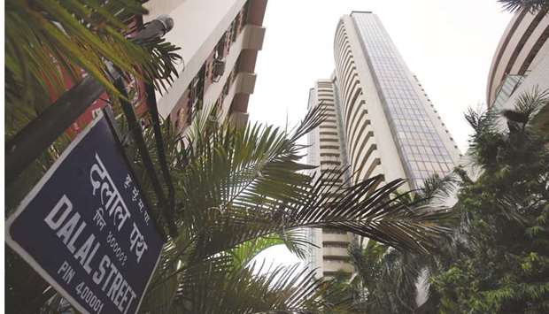 The Bombay Stock Exchange building is seen in Mumbai. The benchmark Sensex index closed down 407.40 points to 34,005.76 yesterday.