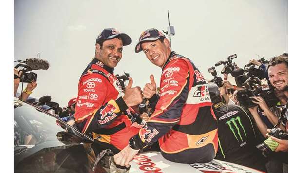Qataru2019s Nasser al-Attiyah (left) and French navigator Matthieu Baumel will once again team up for the Manateq Qatar International Rally.