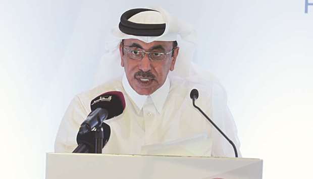 HE the Minister of Transport and Communications Jassim Seif Ahmed al-Sulaiti speaking  during the event.