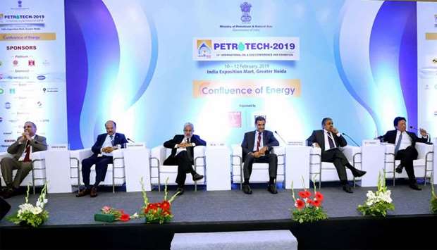 Sheikh Khalid (third right) at a u2018CEO Conclaveu2019 held as part of the 13th International Oil & Gas Conference and Exhibition-Petrotech 2019 in New Delhi.