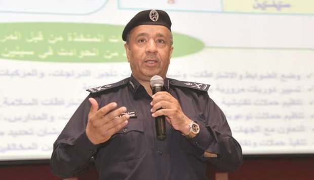 Major General Mohamed Saad al-Kharji at the press conference yesterday.