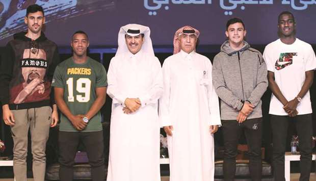 CNA-Q president Dr Khalifa al-Khalifa with the players.