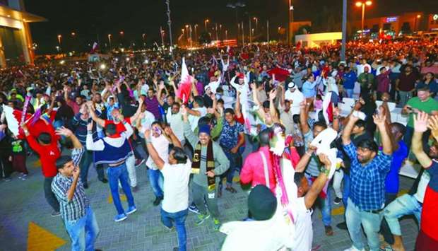 Spectators dance after Qatar claimed the Asian Cup. PICTURES: Jayan Orma