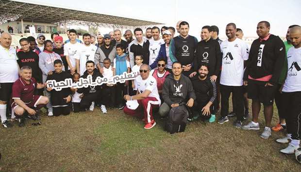 Officials and participants at Qatar National Sport Day event hosted by QC in Doha yesterday.