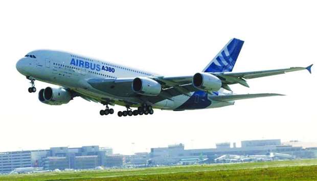 The Airbus A380 aircraft takes off on its maiden flight from Toulouse, France on April 27, 2005. Production of the jumbo jet will end by 2021.