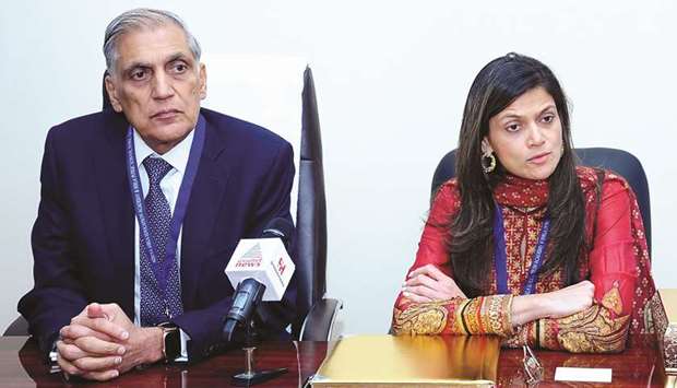 PRESS MEET: Neerja Birla, right, with R K Dalmia, President of Century Textiles and Industrial Limited, Mumbai. Photo by Ram Chand