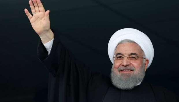 Iranian President Hassan Rouhani is seen during a public speech in the southern Hormozgan province, Iran