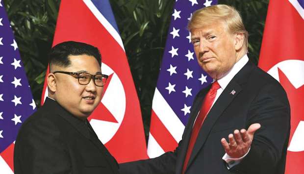 Donald Trump and Kim Jong-un in Singapore last year.