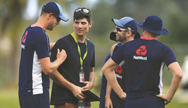 Former England captain Alastair Cook with England players during recently concluded Test series against West Indies. (Getty/AFP)