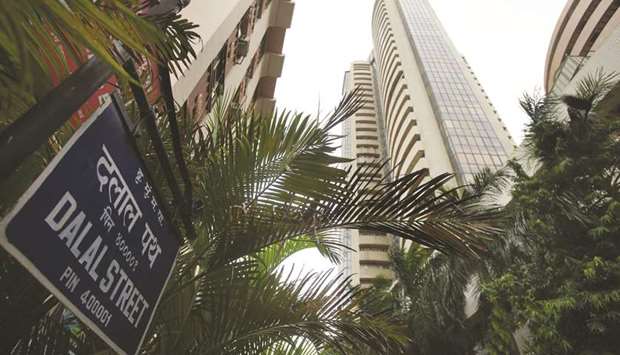 The Bombay Stock Exchange building in Mumbai. The Sensex closed up 403 points to 35,756 yesterday.