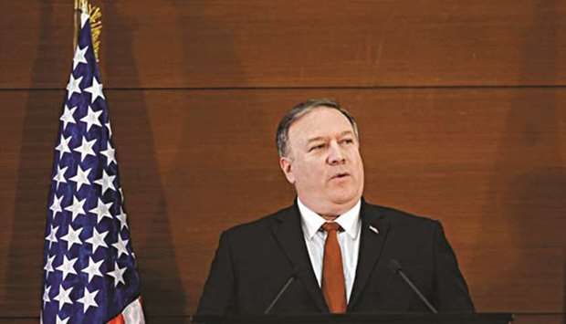 File photo of US Secretary of State Mike Pompeo speaking to students at the American University in Cairo, Egypt, on January 10 this year.