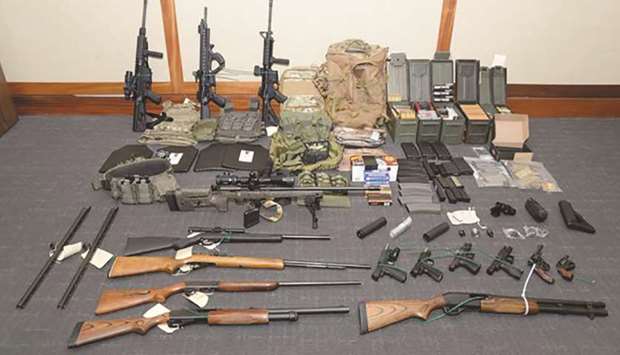 This undated image released by the US Attorneyu2019s Office shows weapons seized at Hassonu2019s Silver Spring, Maryland, home.