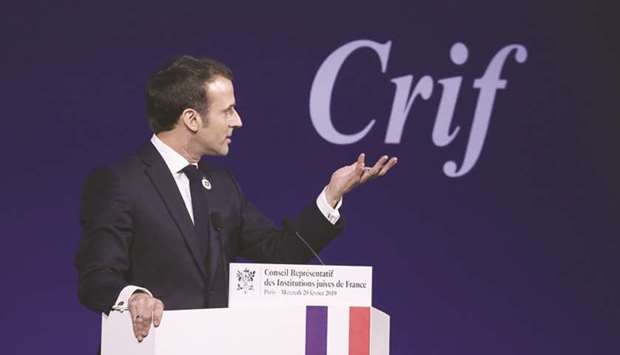 Macron at the annual dinner of the Representative Council of Jewish Institutions of France (CRIF u2013 Conseil Representatif des Institutions juives de France).