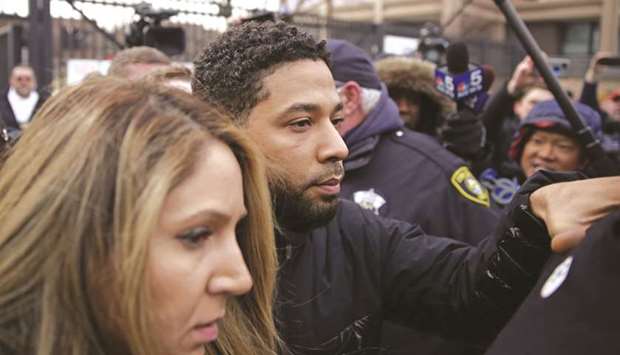 This picture taken on Thursday shows Smollett leaving Cook County jail after posting bond.