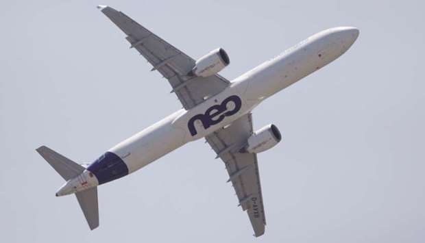 An Airbus A321 neo flies during a flying display at the first day of the 52nd Paris Air Show at Le Bourget airport (file). Airbus SE is pushing for fast-growing Indian budget carriers to make the leap into low-cost, long-haul widebody operations to compliment their existing narrowbodies, an executive from the planemaker said.