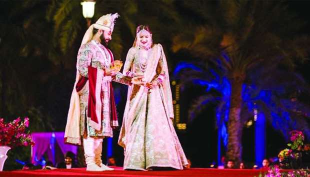 The bride and groom during the wedding ceremony at The Ritz Carlton, Doha. Supplied picturernrn