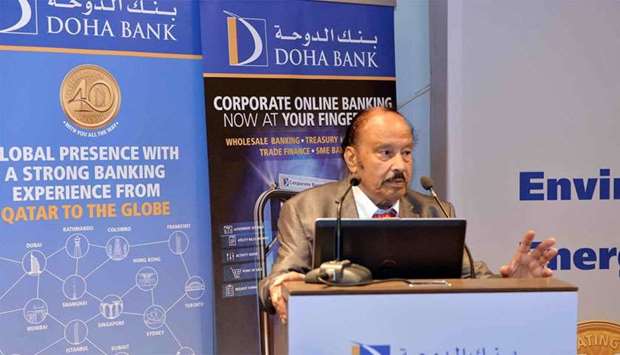 Dr Balachandran speaks at Doha Bank's knowledge sharing session on Saturday.rnrn