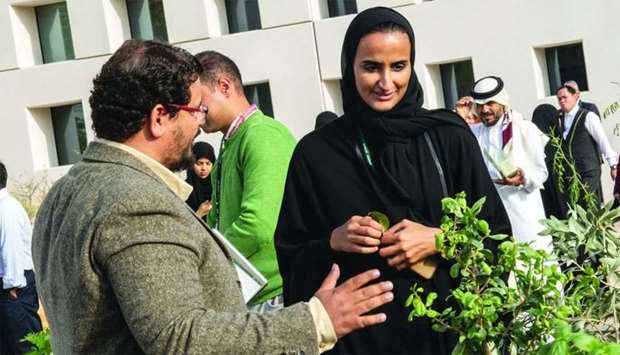HE Sheikha Hind bint Hamad al-Thani attending sustainability event at Education City.