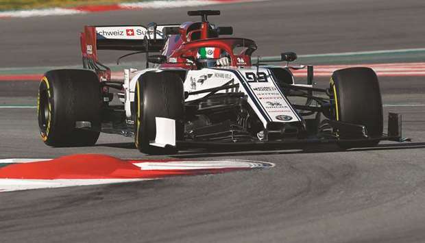 Alfa Romeo driver Antonio Giovinazzi takes part in the tests.