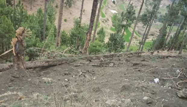 These pictures released by the Pakistan military shows one of the sites in Balakot (above) where Indian warplanes launched an airstrike.