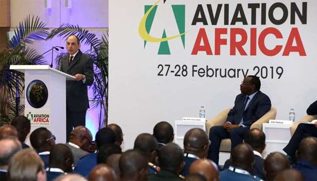 HE al-Baker delivering keynote address at the Aviation Africa Summit & Exhibition, in Kigali, Rwanda