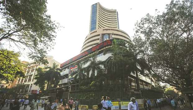 The Bombay Stock Exchange building in Mumbai (file). The Sensex closed down 0.2% to 35,905.43 points yesterday.