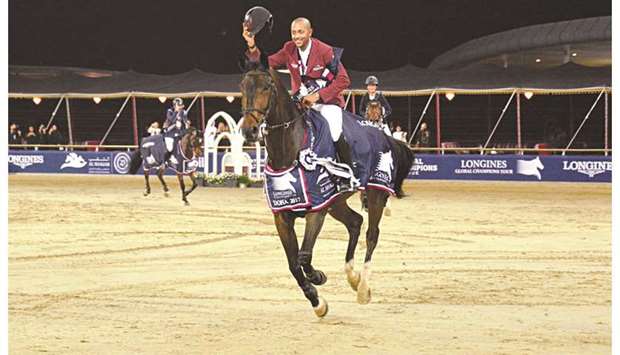 The LGCT Grand Prix of Doha winners in 2017, Qataru2019s Bassem Hassan Mohamed and his 13-year-old gelding Gunder will be looking for an encore at Al Shaqab. (Right) Sheikh Ali bin Khalid al-Thani.