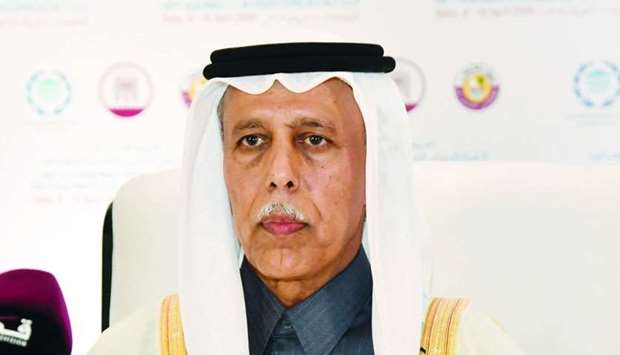 HE Ahmed bin Abdullah bin Zaid al-Mahmoud addressing the envoys on Wednesday. PICTURES: Noushad Thekkayil