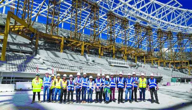 Local experts from Qatar and FIFA staff during their visit to one of the World Cup stadiums.rnrn