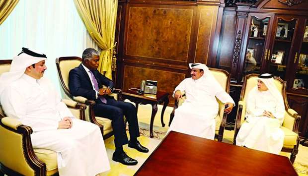 HE the Minister of Transport and Communications, Jassim Seif Ahmed al-Sulaiti, Akbar al-Baker, Group chief executive, Qatar Airways, and Abdulla bin Nasser Turki al-Subaey, chairman, Civil Aviation Authority hold talks with Angolan Minister of Transport Ricardo de Abreu