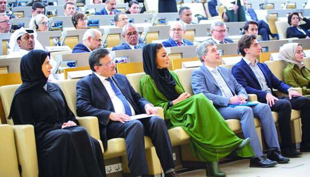 Her Highness Sheikha Moza bint Nasser, chairperson of QF, at the opening ceremony of the conference.